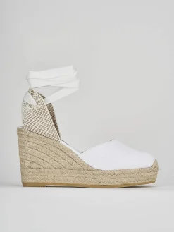 Espadrillas tacco 9cm tessuto bianco
