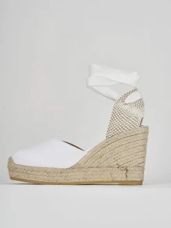 Espadrillas tacco 9cm tessuto bianco