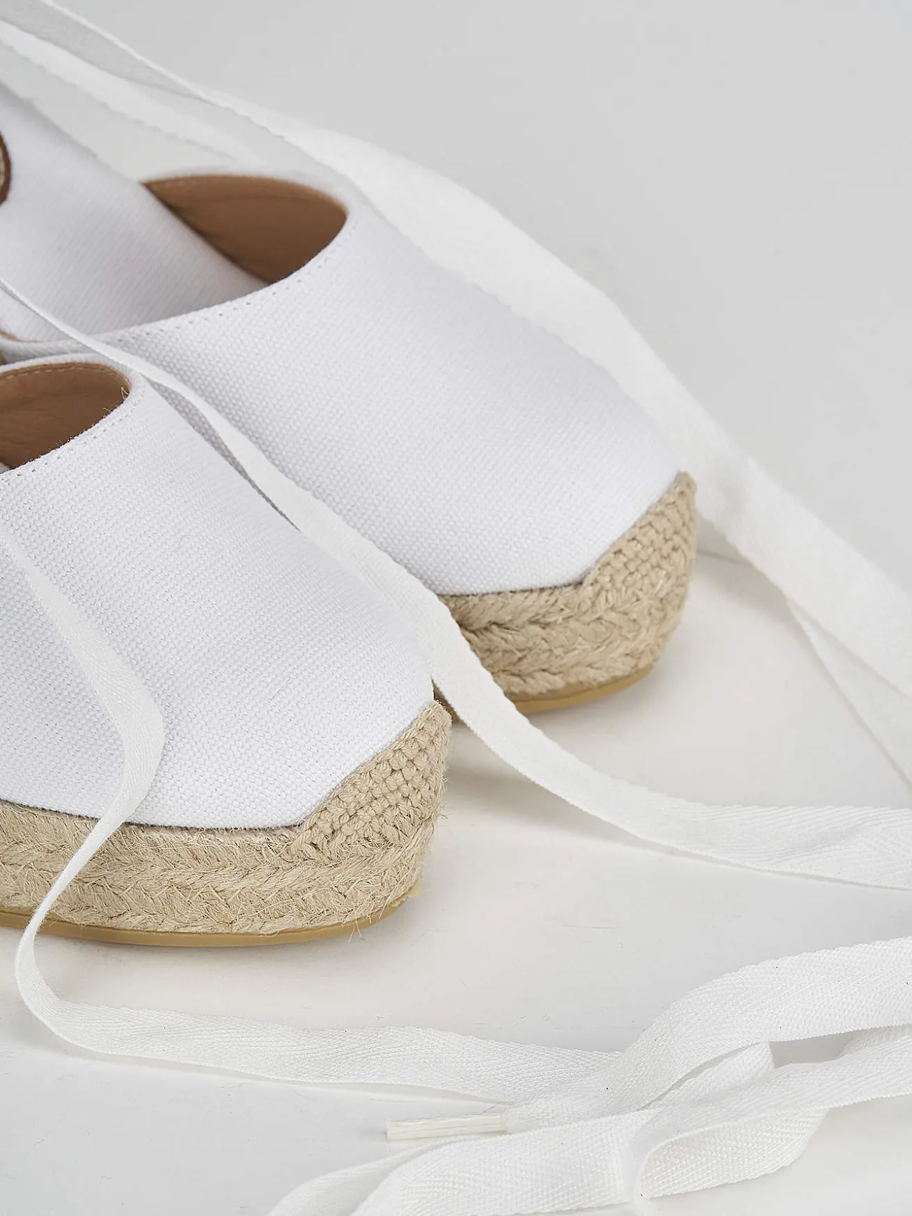 Espadrillas tacco 9cm tessuto bianco