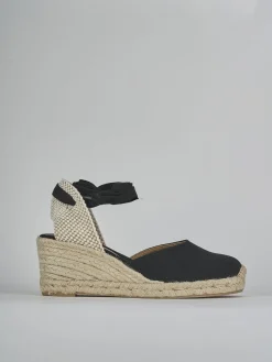 Espadrillas tacco 6cm tessuto nero