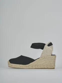 Espadrillas tacco 6cm tessuto nero