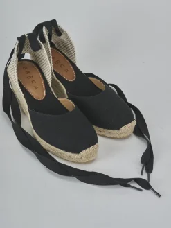 Espadrillas tacco 6cm tessuto nero