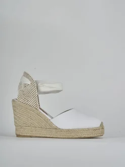 Espadrillas tacco 9cm tessuto bianco