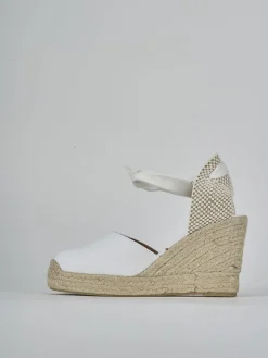 Espadrillas tacco 9cm tessuto bianco