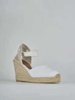 Espadrillas tacco 9cm tessuto bianco