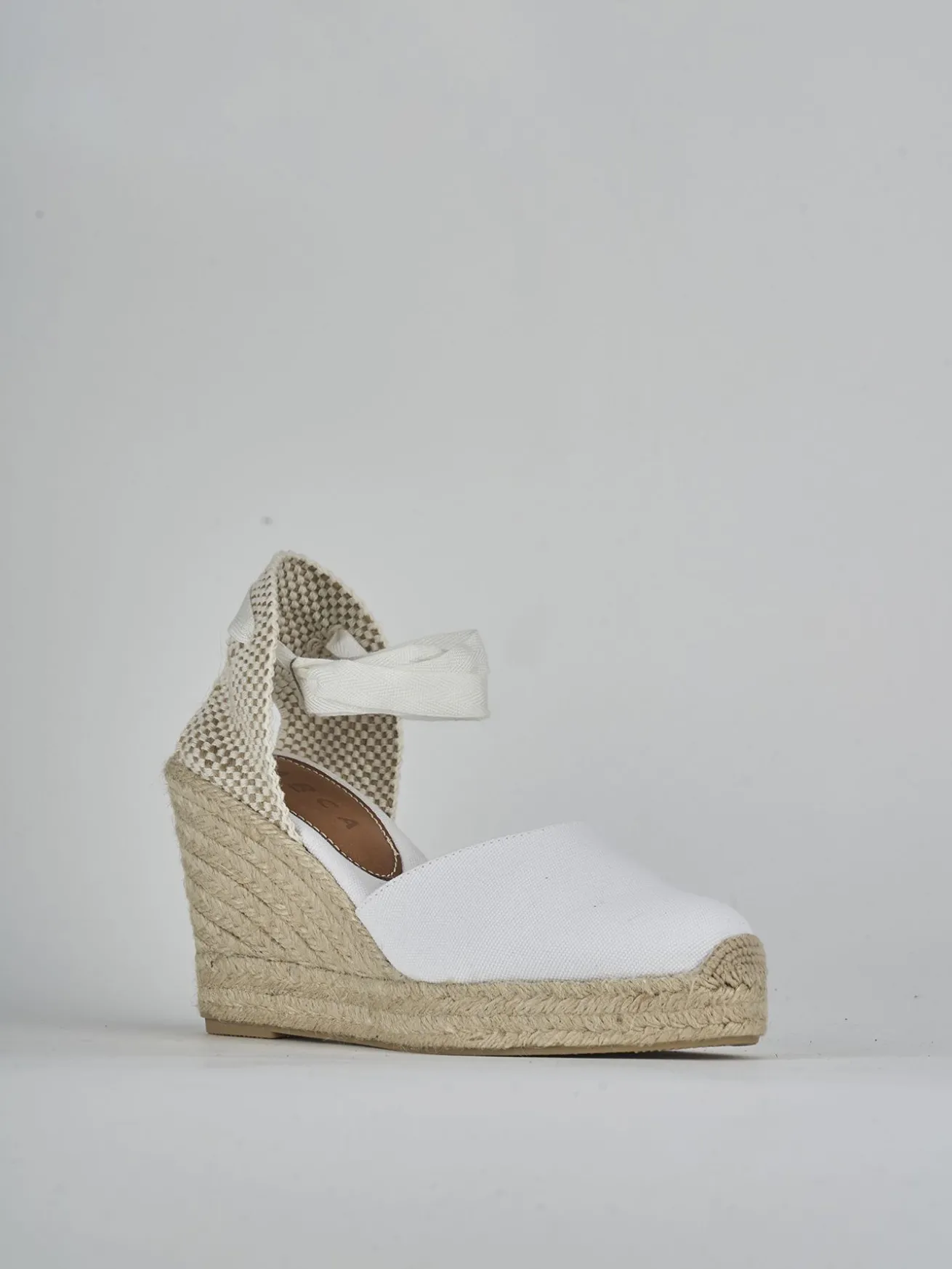 Espadrillas tacco 9cm tessuto bianco