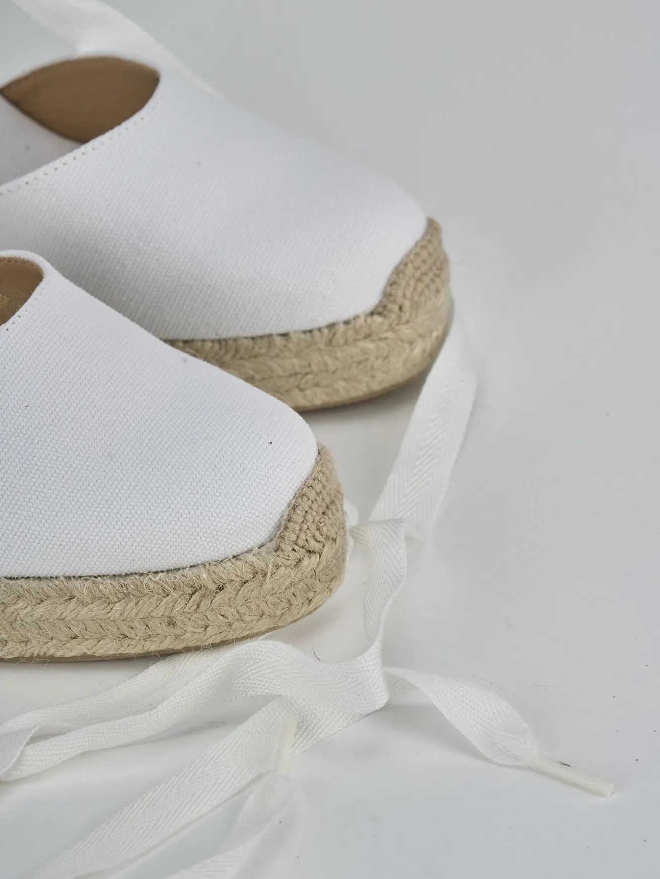Espadrillas tacco 9cm tessuto bianco