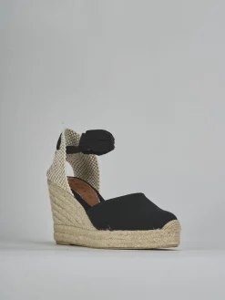 Espadrillas tacco 9cm tessuto nero