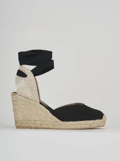 Espadrillas tacco 8cm tessuto nero