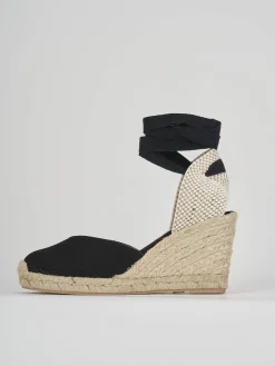 Espadrillas tacco 8cm tessuto nero