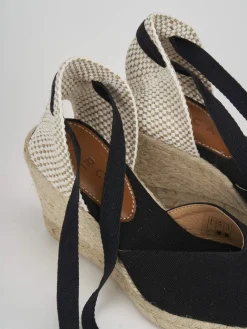 Espadrillas tacco 8cm tessuto nero