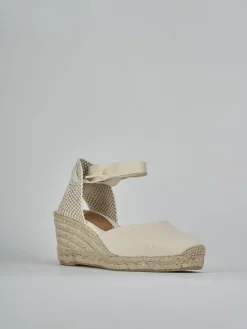 Espadrillas tacco 6cm tessuto beige