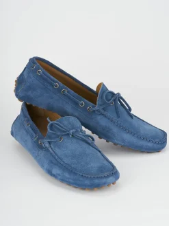 Mocassini camoscio azzurro