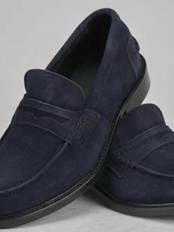 Mocassini camoscio blu