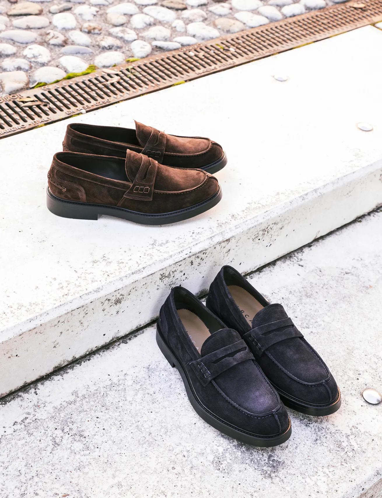 Mocassini camoscio blu