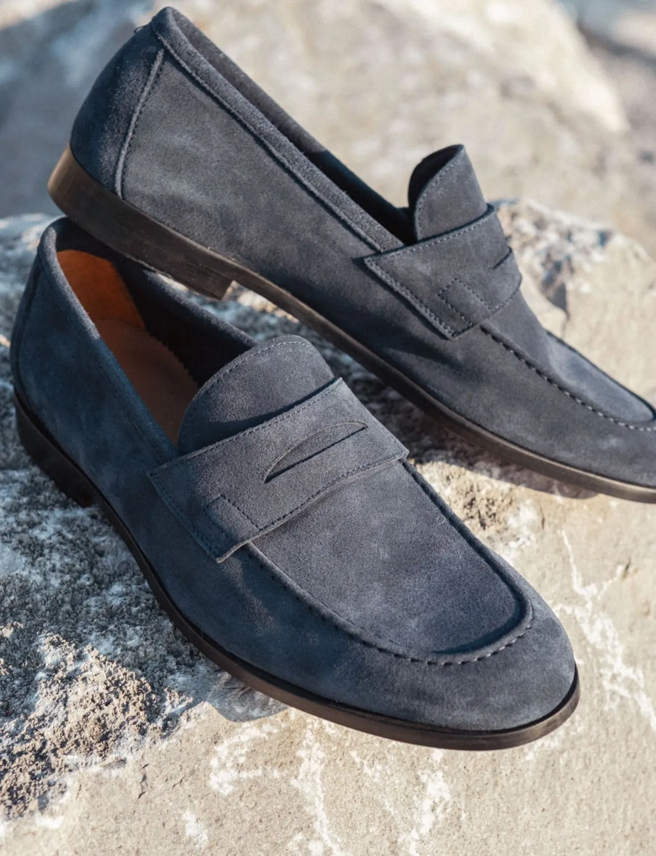 Mocassini camoscio blu