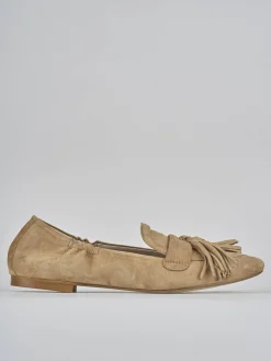 Mocassini tacco 1cm camoscio marrone