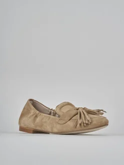 Mocassini tacco 1cm camoscio marrone