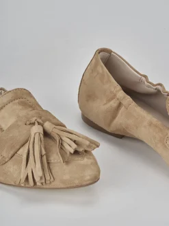 Mocassini tacco 1cm camoscio marrone