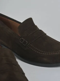 Mocassini tacco 2cm camoscio testa