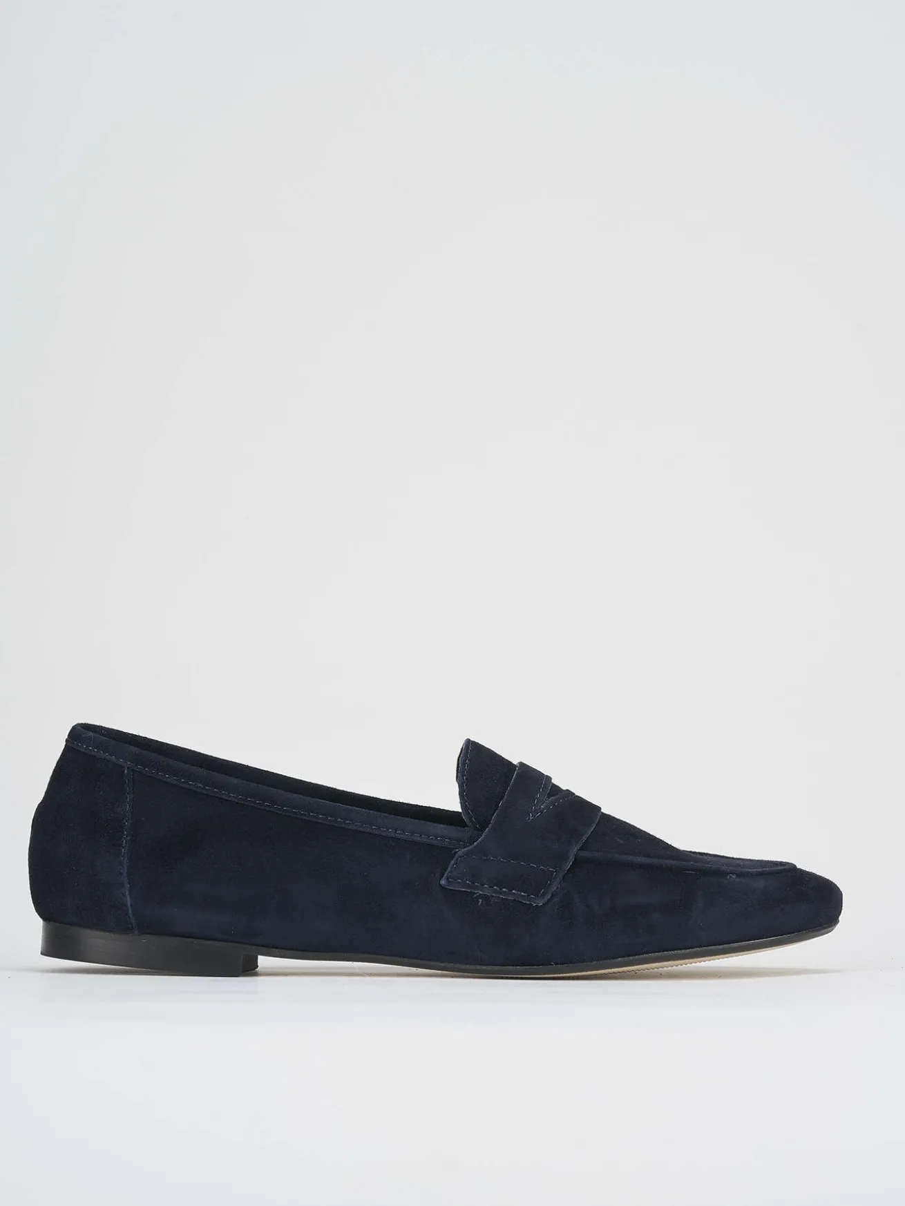 Mocassini tacco 1cm camoscio blu