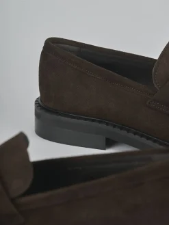 Mocassini tacco 1cm camoscio testa