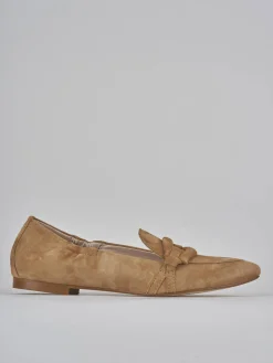 Mocassini tacco 1cm camoscio marrone