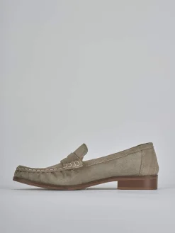 Mocassini tacco 1cm camoscio beige