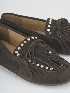 Mocassini tacco 1cm camoscio testa