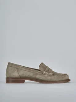 Mocassini tacco 1cm camoscio beige