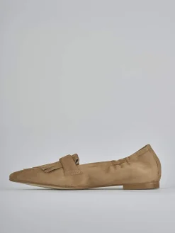 Mocassini tacco 1cm camoscio marrone