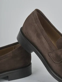 Mocassini tacco 2cm camoscio testa