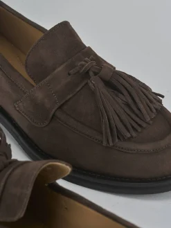 Mocassini tacco 2cm camoscio testa