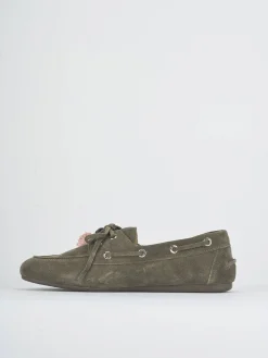 Mocassini tacco 1cm camoscio verde