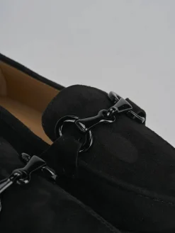 Mocassini tacco 1cm camoscio nero