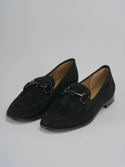 Mocassini tacco 1cm camoscio nero