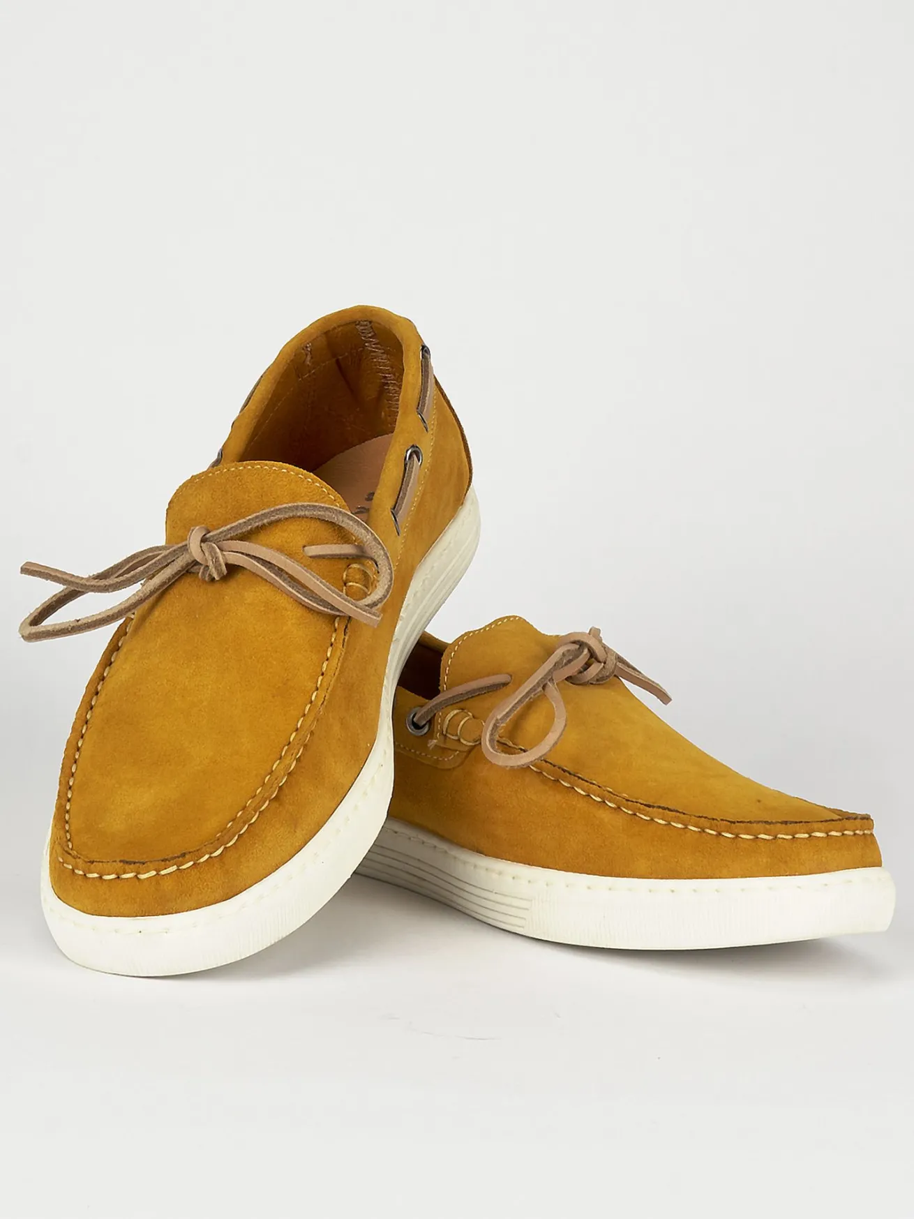 Mocassini tacco 1cm camoscio giallo