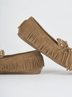 Mocassini tacco 1cm camoscio marrone