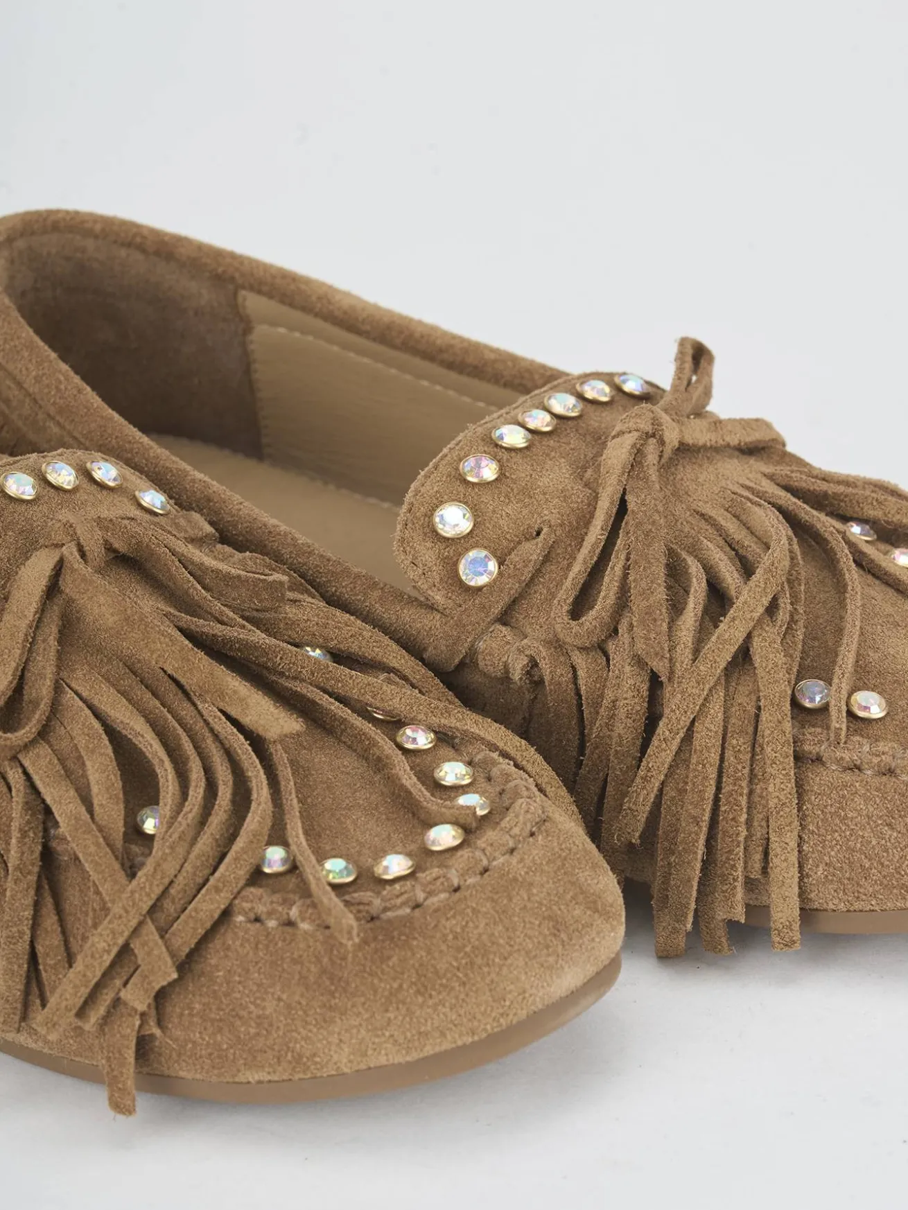 Mocassini tacco 1cm camoscio marrone