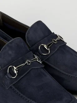 Mocassini tacco 1cm camoscio blu