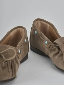 Mocassini tacco 1cm camoscio beige