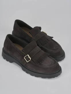 Mocassini tacco 3cm camoscio testa