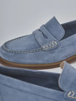 Mocassini tacco 1cm camoscio jeans