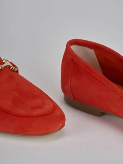 Mocassini tacco 1cm camoscio rosso