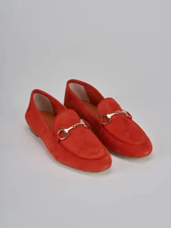 Mocassini tacco 1cm camoscio rosso