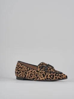 Mocassini tacco 1cm camoscio multicolor