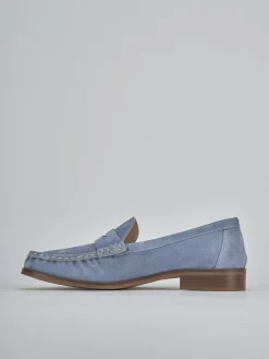 Mocassini tacco 1cm camoscio jeans