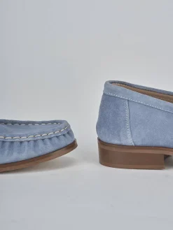 Mocassini tacco 1cm camoscio jeans