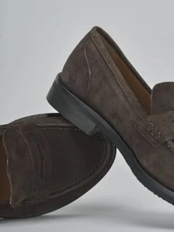 Mocassini tacco 2cm camoscio testa