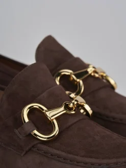 Mocassini tacco 3cm camoscio testa